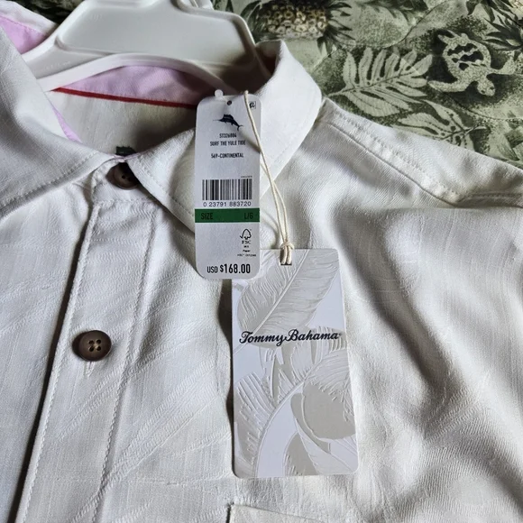 Tommy Bahama  White Short Sleeve Shirt Size L - Picture 2 of 4